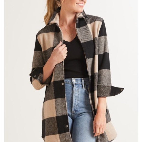 BB Dakota Taupe Plaid Shacket - XS - Perfect spring jacket - Picture 2 of 3